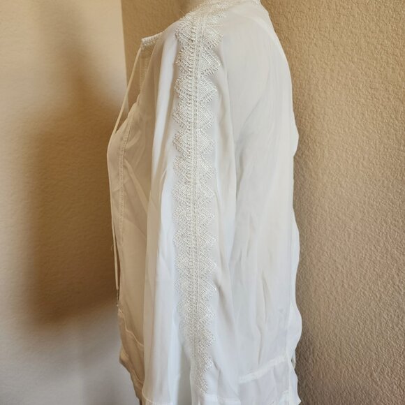 Rebecca Minkoff Long Sleeve Embroidered Top - Ivory - XS - Picture 4 of 8